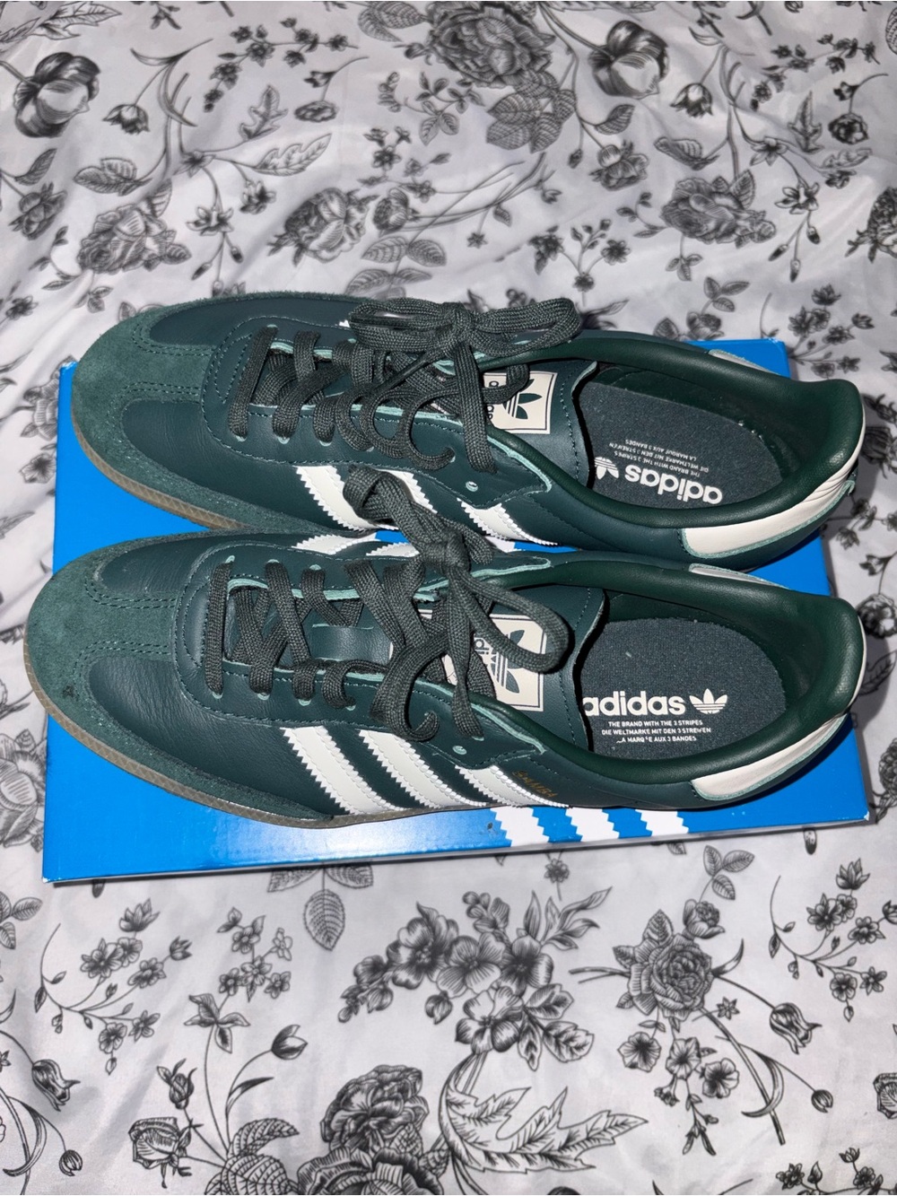 adidas Originals Samba OG J Dark Green & White Women's Sneakers - Picture 6 of 7